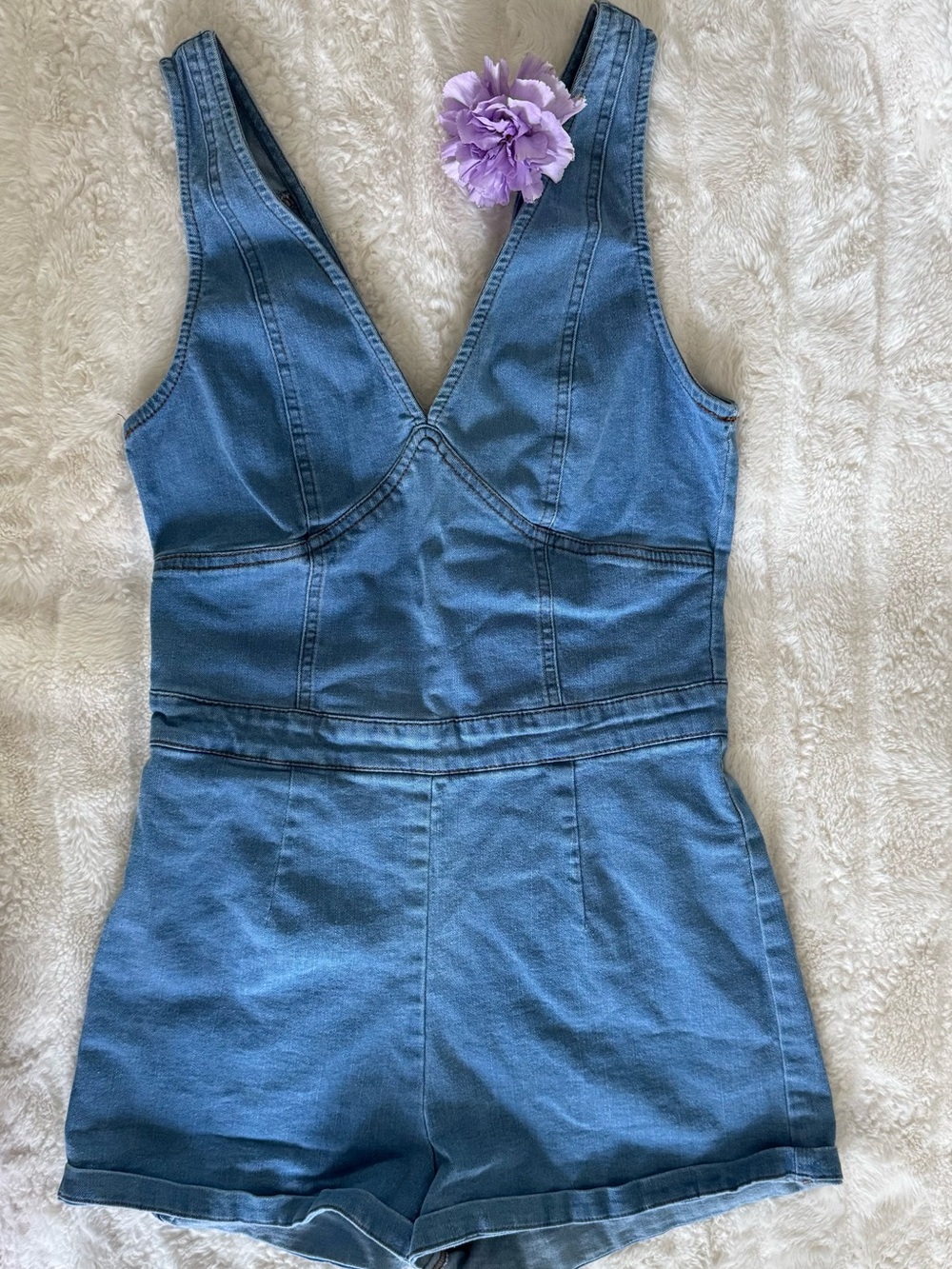 IRis Girls Denim Blue One-Piece Romper